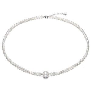 Dainty White Freshwater Pearl Collar Necklace in sterling silver